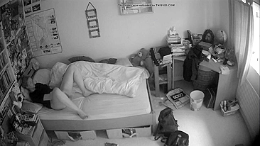 There is no color in this video as a caught sister is masturbating all day