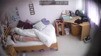 Skinny caught sister can not help but start touching her small tits and hole