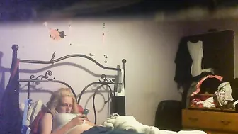 A blonde woman is chatting like a caught sister and starts teasing her twat