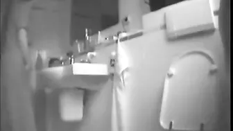 After the orgasm the caught sister went to the toilet to have a cigarette