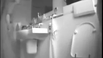 After the orgasm the caught sister went to the toilet to have a cigarette