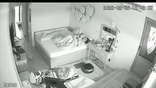 Black and white action featuring a caught sister masturbating under the covers