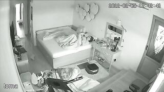 Black and white action featuring a caught sister masturbating under the covers