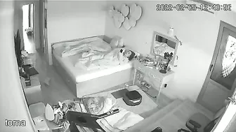 Black and white action featuring a caught sister masturbating under the covers