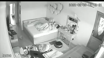 Black and white action featuring a caught sister masturbating under the covers