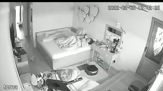 Black and white action featuring a caught sister masturbating under the covers