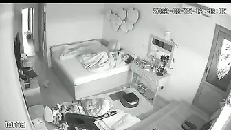 Black and white action featuring a caught sister masturbating under the covers