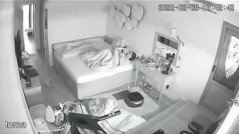 Black and white action featuring a caught sister masturbating under the covers