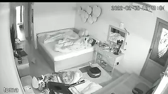 Black and white action featuring a caught sister masturbating under the covers