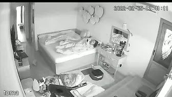 Black and white action featuring a caught sister masturbating under the covers