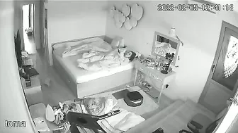 Black and white action featuring a caught sister masturbating under the covers