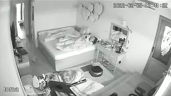 Black and white action featuring a caught sister masturbating under the covers