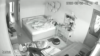 Black and white action featuring a caught sister masturbating under the covers