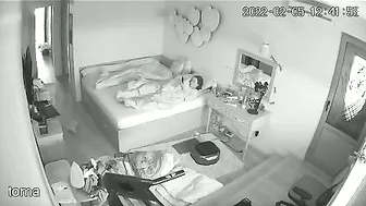 Black and white action featuring a caught sister masturbating under the covers