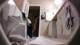 The hidden cam caught sister removing her clothes while in the bathroom