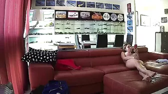 Hidden cam action captures caught sister playing with her tits and pussy too