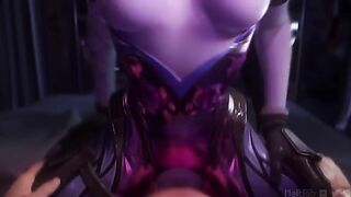 Widowmaker POV hentai riding with big purple boobies flying in your face