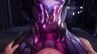 Widowmaker POV hentai riding with big purple boobies flying in your face