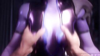 Widowmaker POV hentai riding with big purple boobies flying in your face