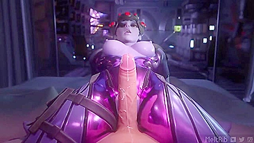 Widowmaker POV hentai riding with big purple boobies flying in your face