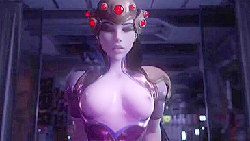 Widowmaker POV hentai riding with big purple boobies flying in your face