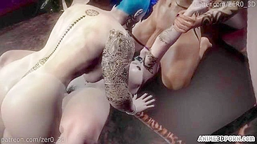 Threesome scene showing a good girl that wants to be impaled on a hard dick