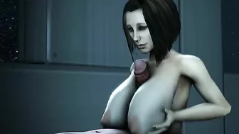 Submissive girl lets him lick her feet as he fucks her on a space station