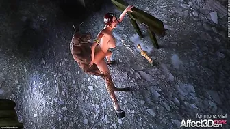 Hot redheaded with nice breasts is oging to fuck a strange creature too