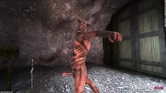 Hot redheaded with nice breasts is oging to fuck a strange creature too