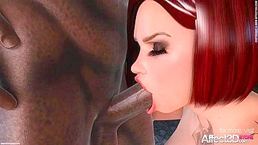 Hot redheaded with nice breasts is oging to fuck a strange creature too