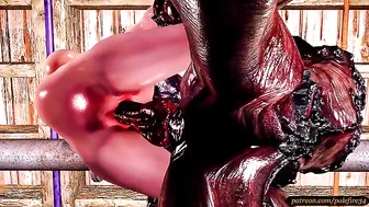 Primal action with a demon fuckign a busty brunette girl until she cums happily