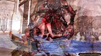 Primal action with a demon fuckign a busty brunette girl until she cums happily