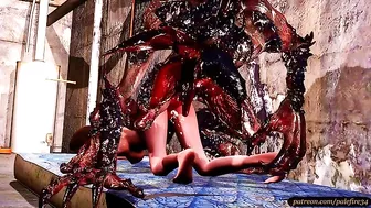 Primal action with a demon fuckign a busty brunette girl until she cums happily