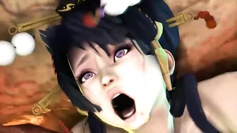 Dead or Alive girl with natural boobs gets fucked sideways until she cums too