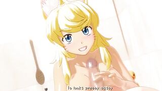 Big breasted neko girl allows him to do some damage to her soaked little slit