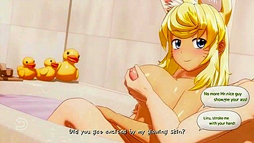Big breasted neko girl allows him to do some damage to her soaked little slit