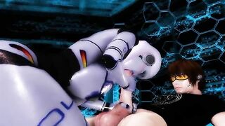 Robot fuck movie with lots of facesitting and titty fucking to the limit