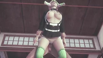 Mitsuri Kanroji hentai scene with confident cowgirl riding and lots of moans