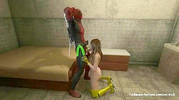 Rogue and Deadpool fucking session with lots of footjobs and hard fucking