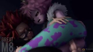 Mina Ashido featured in a hot hentai scene with sideways banging and cumming