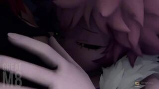 Mina Ashido featured in a hot hentai scene with sideways banging and cumming