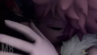 Mina Ashido featured in a hot hentai scene with sideways banging and cumming
