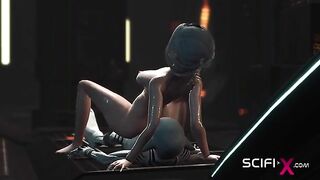 Spaceship sex with a good looking white haired gal and some robot thing