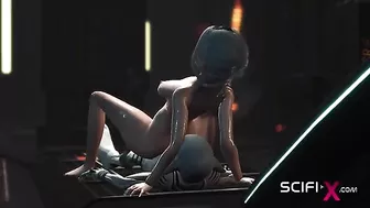 Spaceship sex with a good looking white haired gal and some robot thing