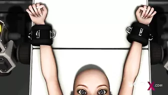 Sci fi sex scene showing a busty lady that has a bald and wet pussy to FUCK