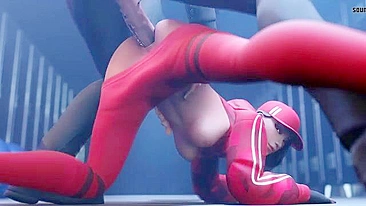 Fortnite Ruby hentai love scene with reverse cowgirl riding and insane gape