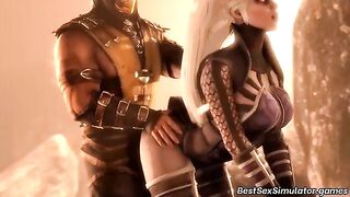 Hot banging session showing Mileena and other Mortal Kombat girls in hentai