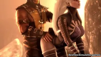 Hot banging session showing Mileena and other Mortal Kombat girls in hentai