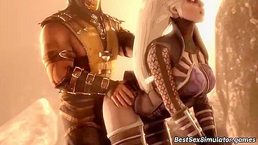 Hot banging session showing Mileena and other Mortal Kombat girls in hentai