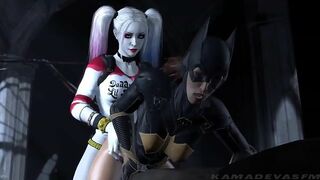 Futa Harely Quinn uses her giant penis to punish superhero pussy from behind